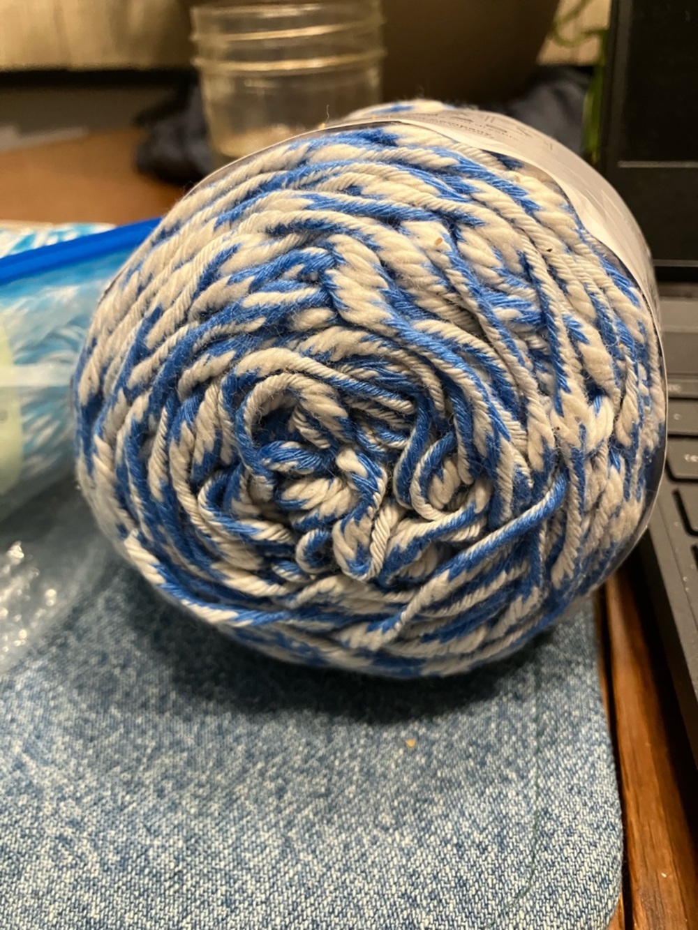 Skein Just Cotton Turquoise Marl/Skein Twisted Cotton Blend Blue/Ecru NWT - Picture 5 of 8